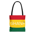 Ghana flag stripes Tote Bag | Ghana text, red yellow green with black star