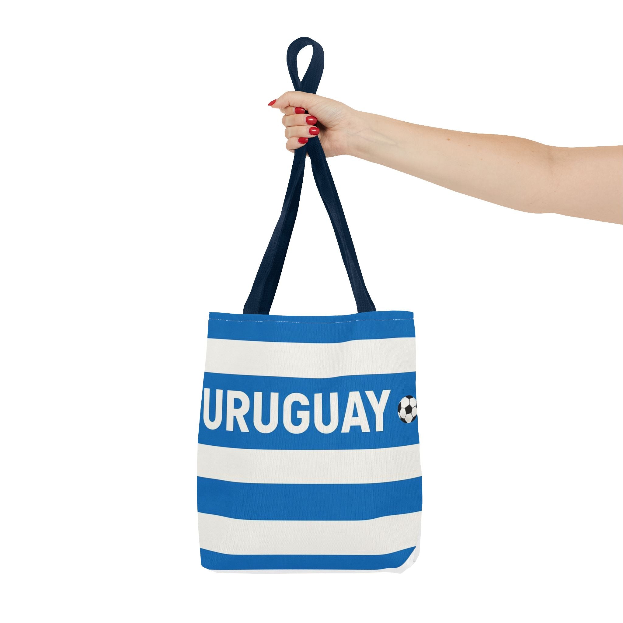 Uruguay Soccer Fan Tote Bag | White Blue Football Stripes