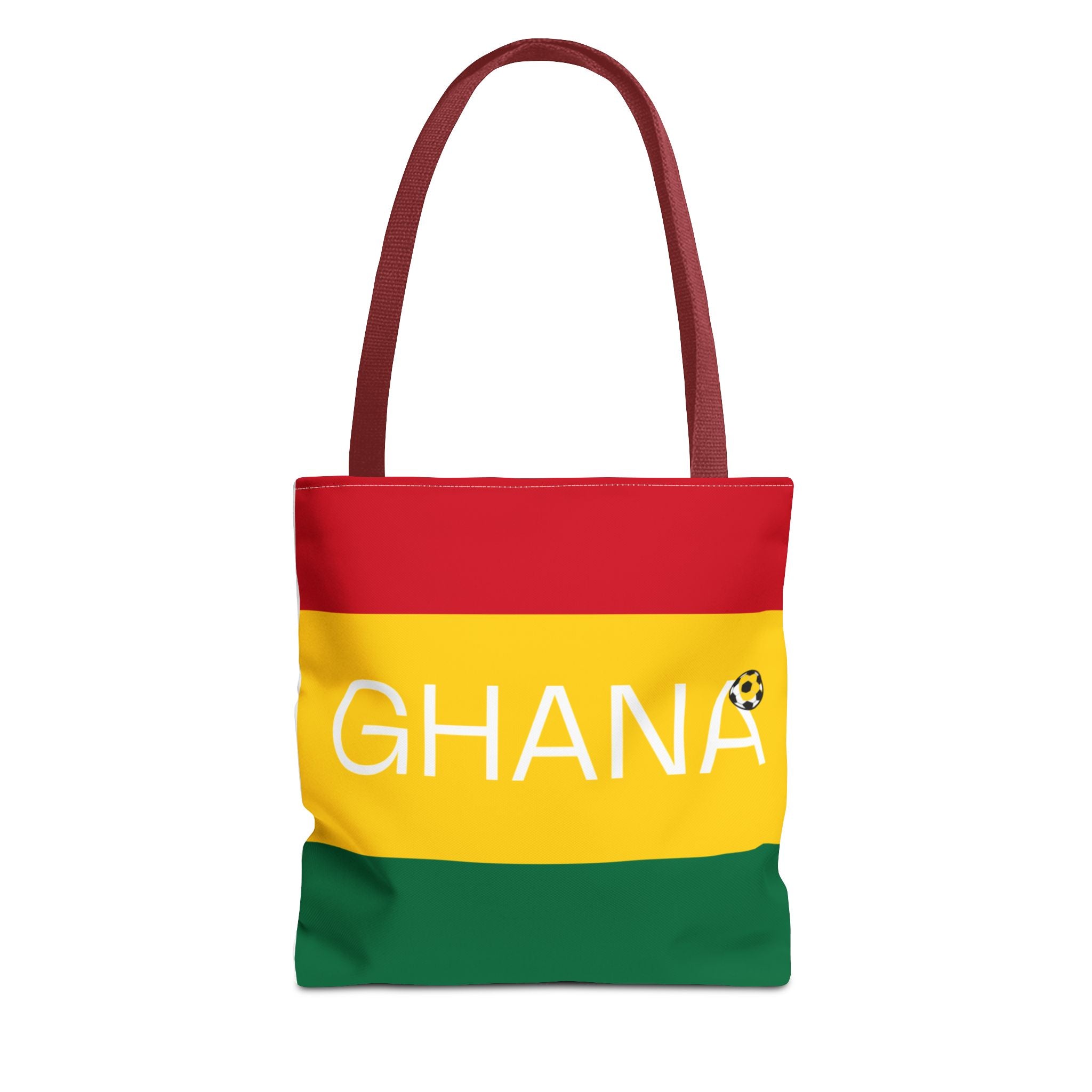 Ghana flag stripes Tote Bag | Ghana text, red yellow green with black star