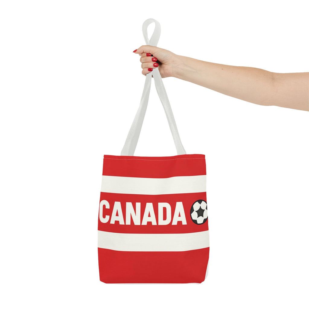 Canada Soccer Fan Tote Bag | Red White Football Stripes