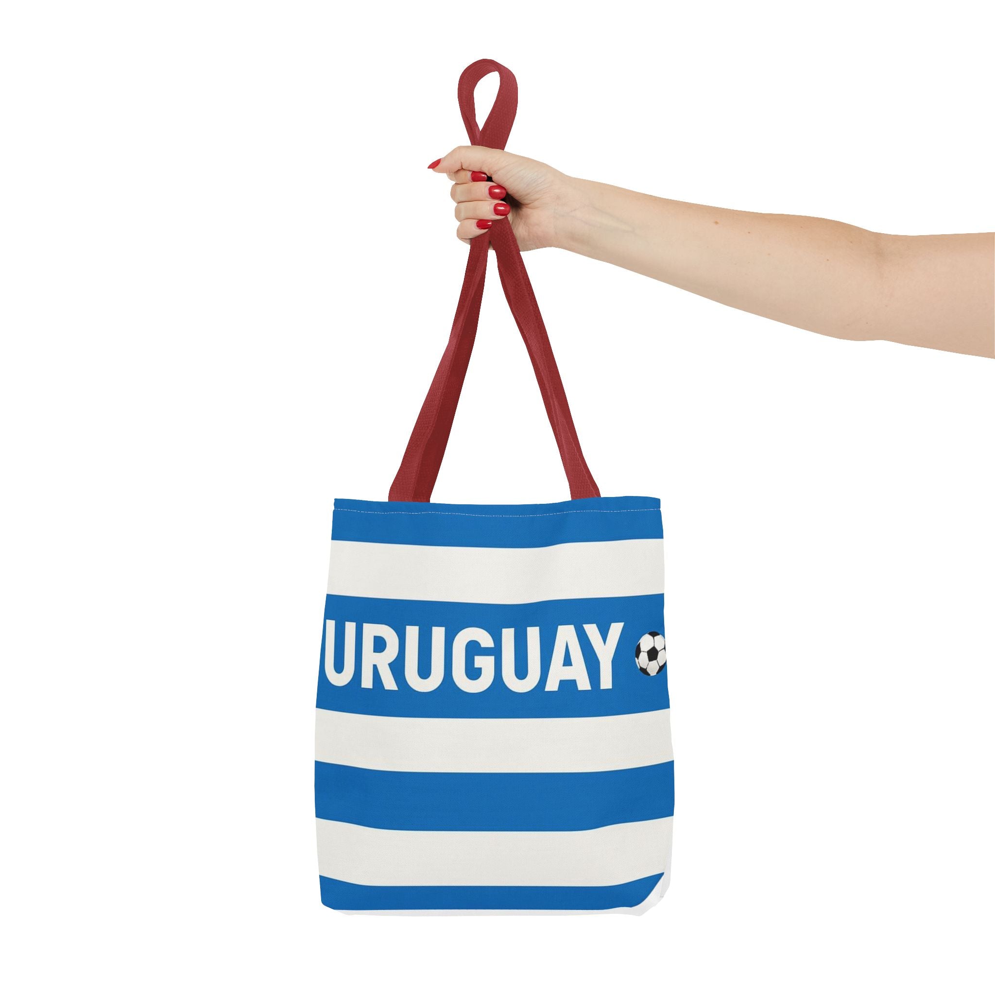 Uruguay Soccer Fan Tote Bag | White Blue Football Stripes