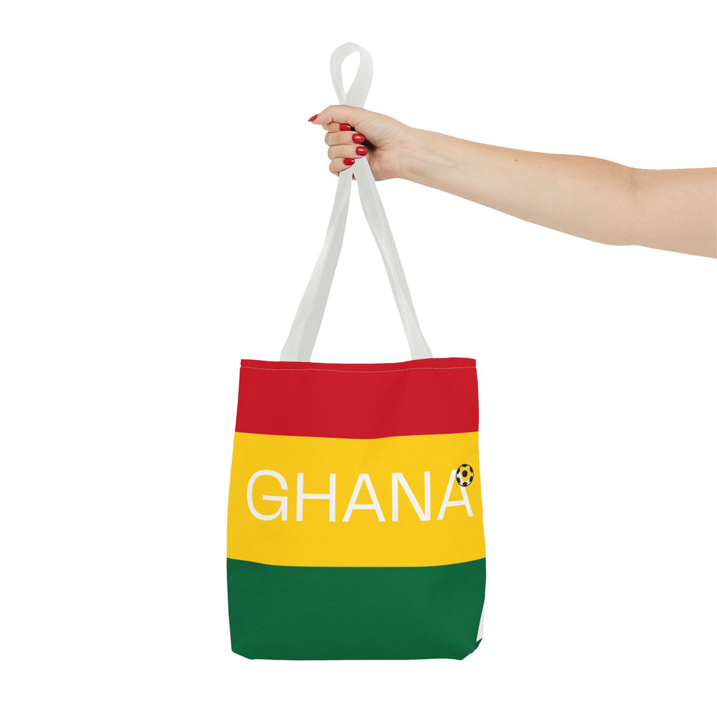 Ghana flag stripes Tote Bag | Ghana text, red yellow green with black star