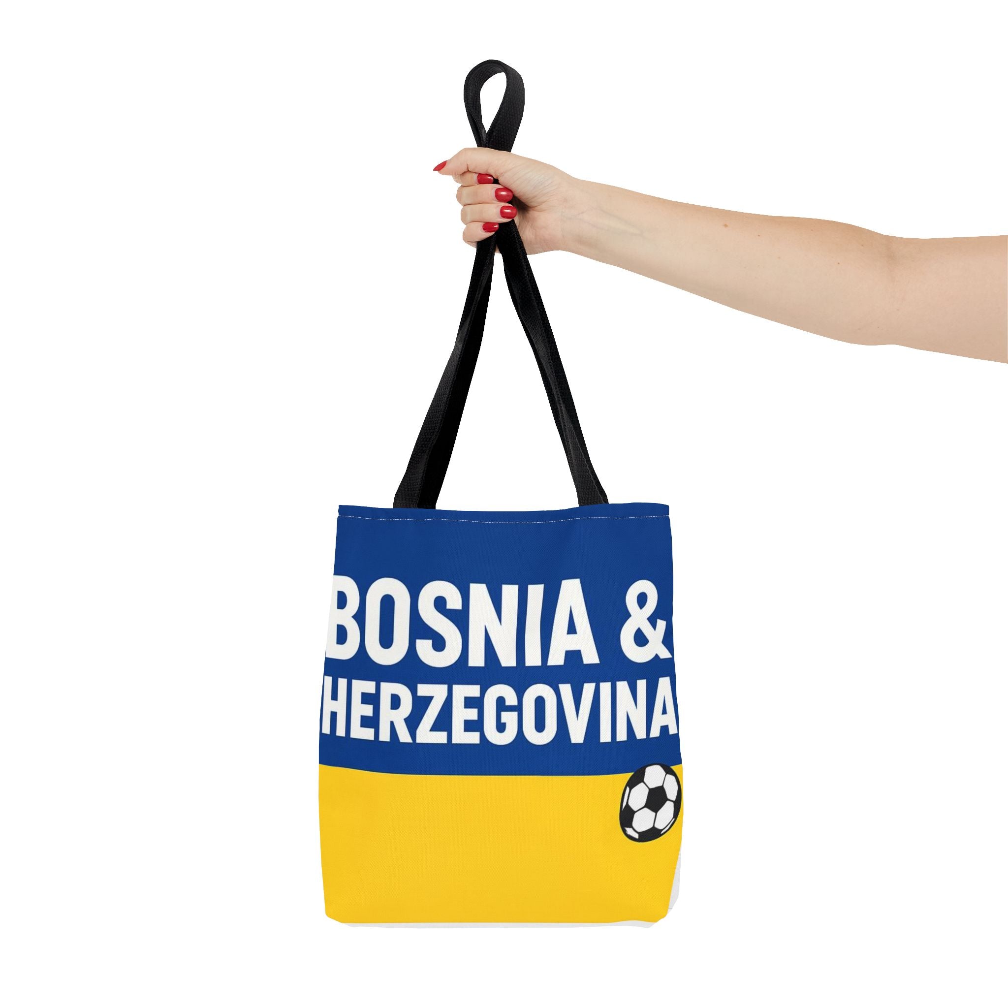 Bosnia & Herzegovina Soccer Fan Tote Bag | Blue Yellow Football Stripes
