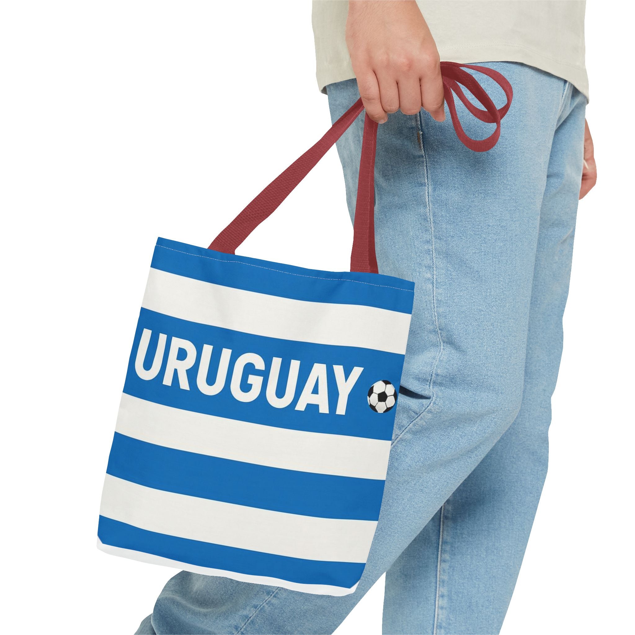 Uruguay Soccer Fan Tote Bag | White Blue Football Stripes