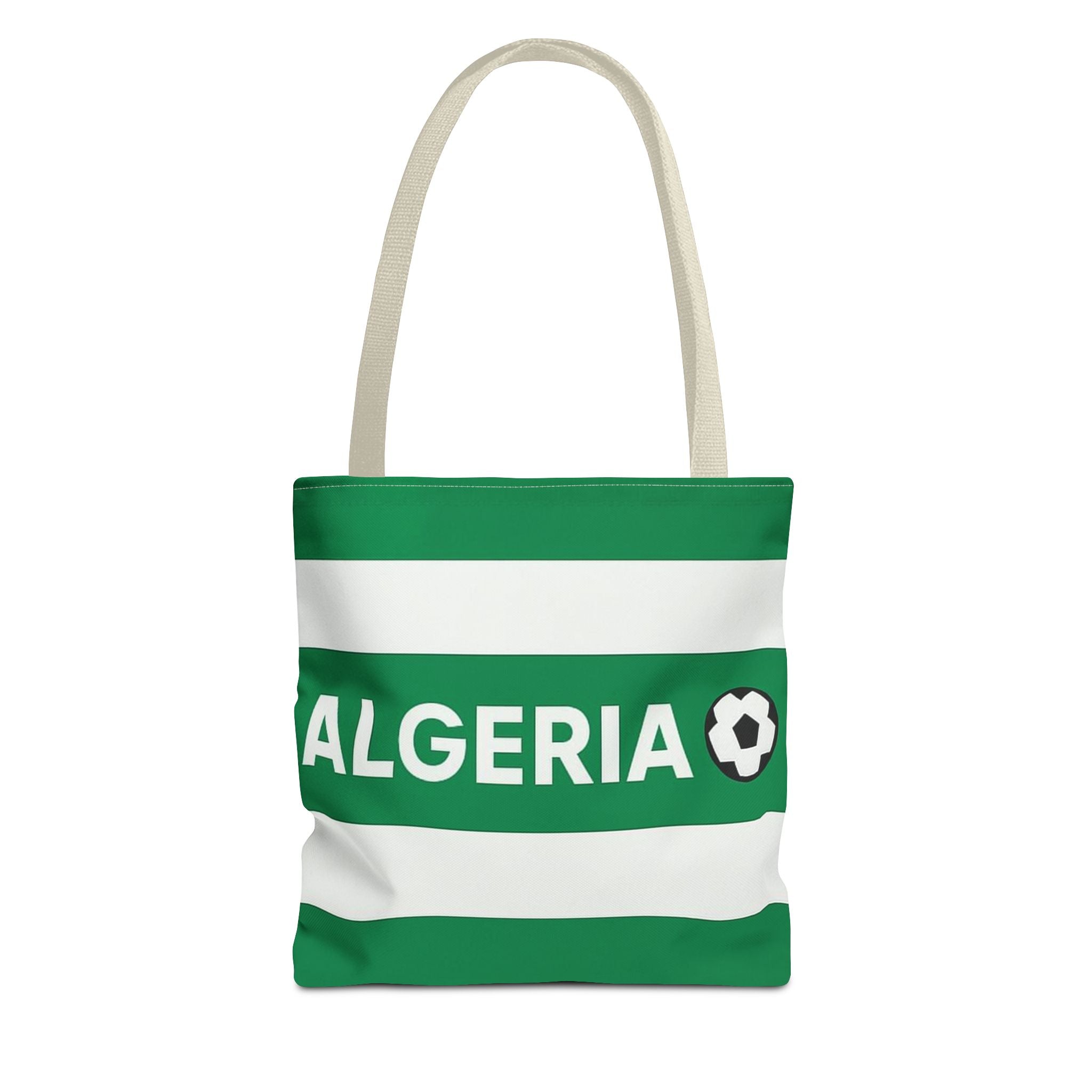 Algeria Soccer Stripes Tote Bag | Green White Football Design