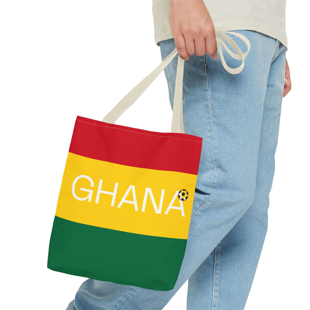 Ghana flag stripes Tote Bag | Ghana text, red yellow green with black star