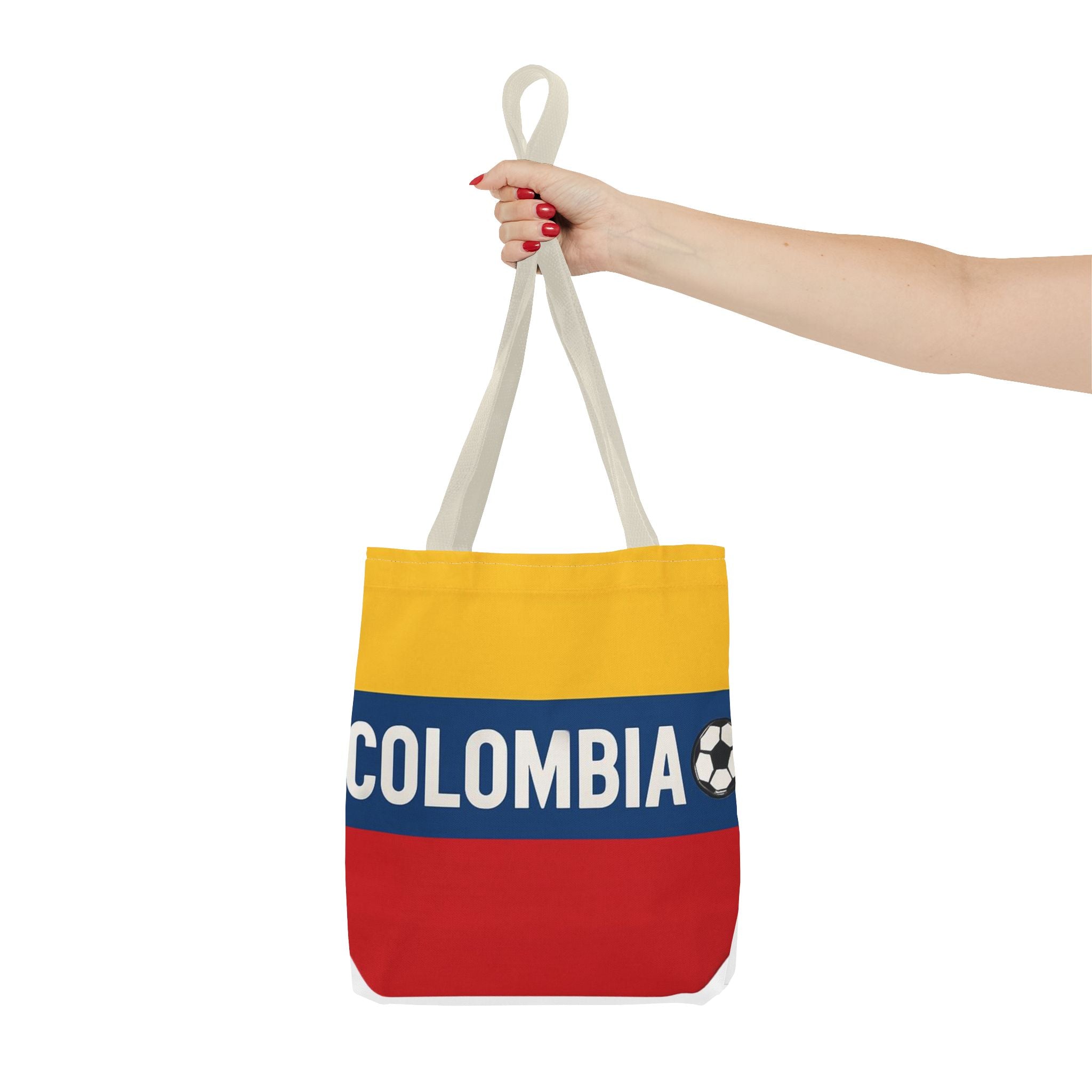 Colombia Soccer Fan Tote Bag | Yellow Blue Red Football Stripes