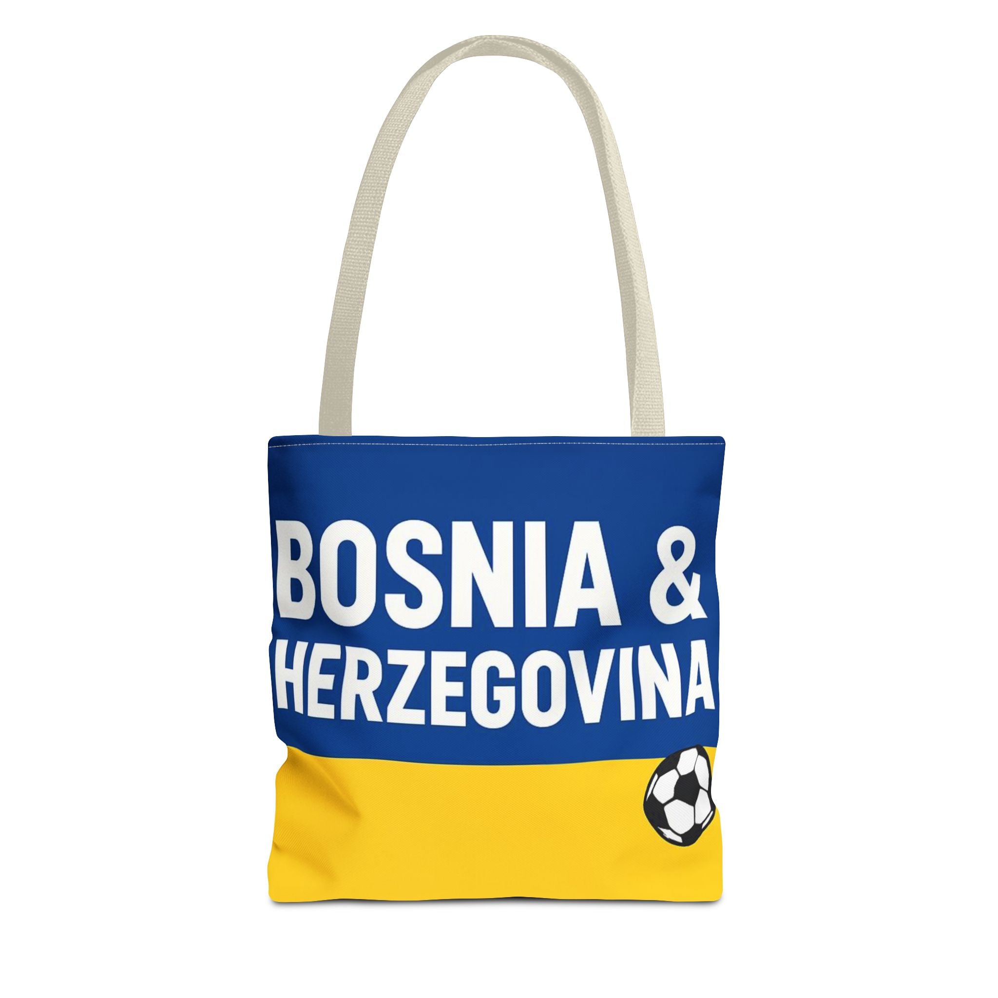 Bosnia & Herzegovina Soccer Fan Tote Bag | Blue Yellow Football Stripes