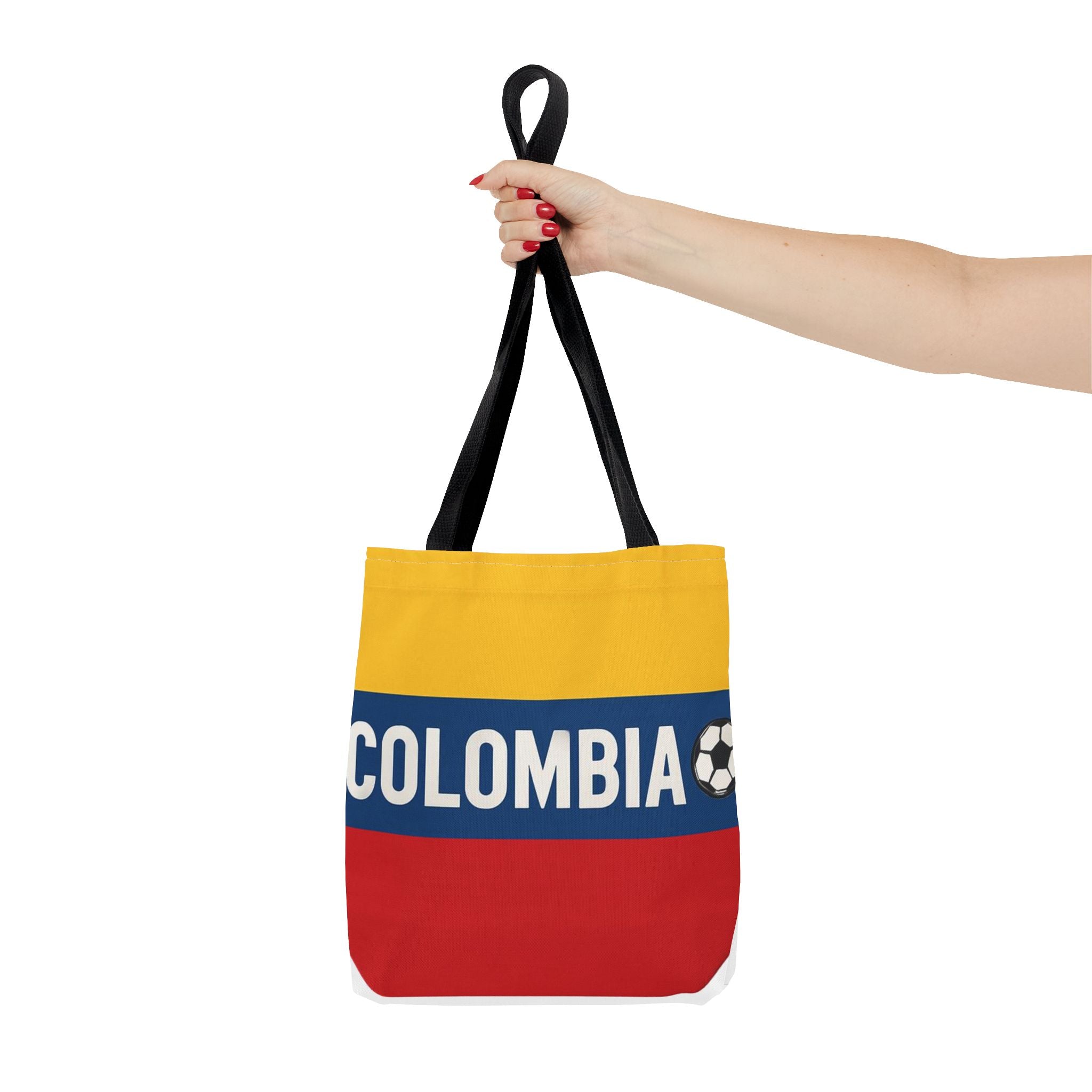 Colombia Soccer Fan Tote Bag | Yellow Blue Red Football Stripes