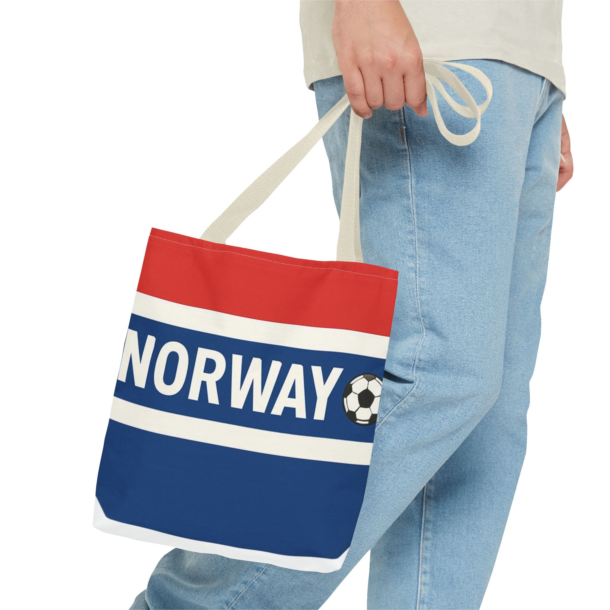 Norway Soccer Fan Tote Bag | Red White Blue Football Stripes