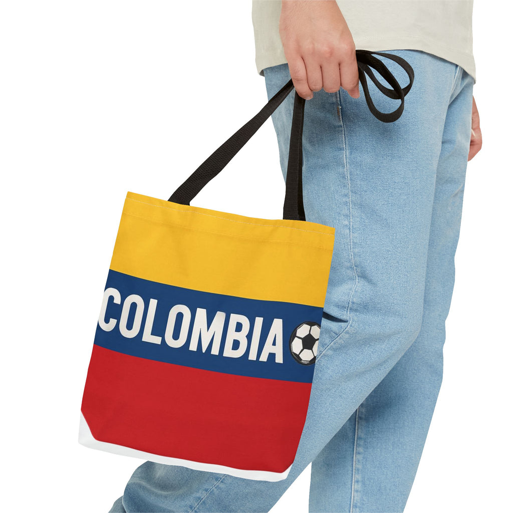 Colombia Soccer Fan Tote Bag | Yellow Blue Red Football Stripes