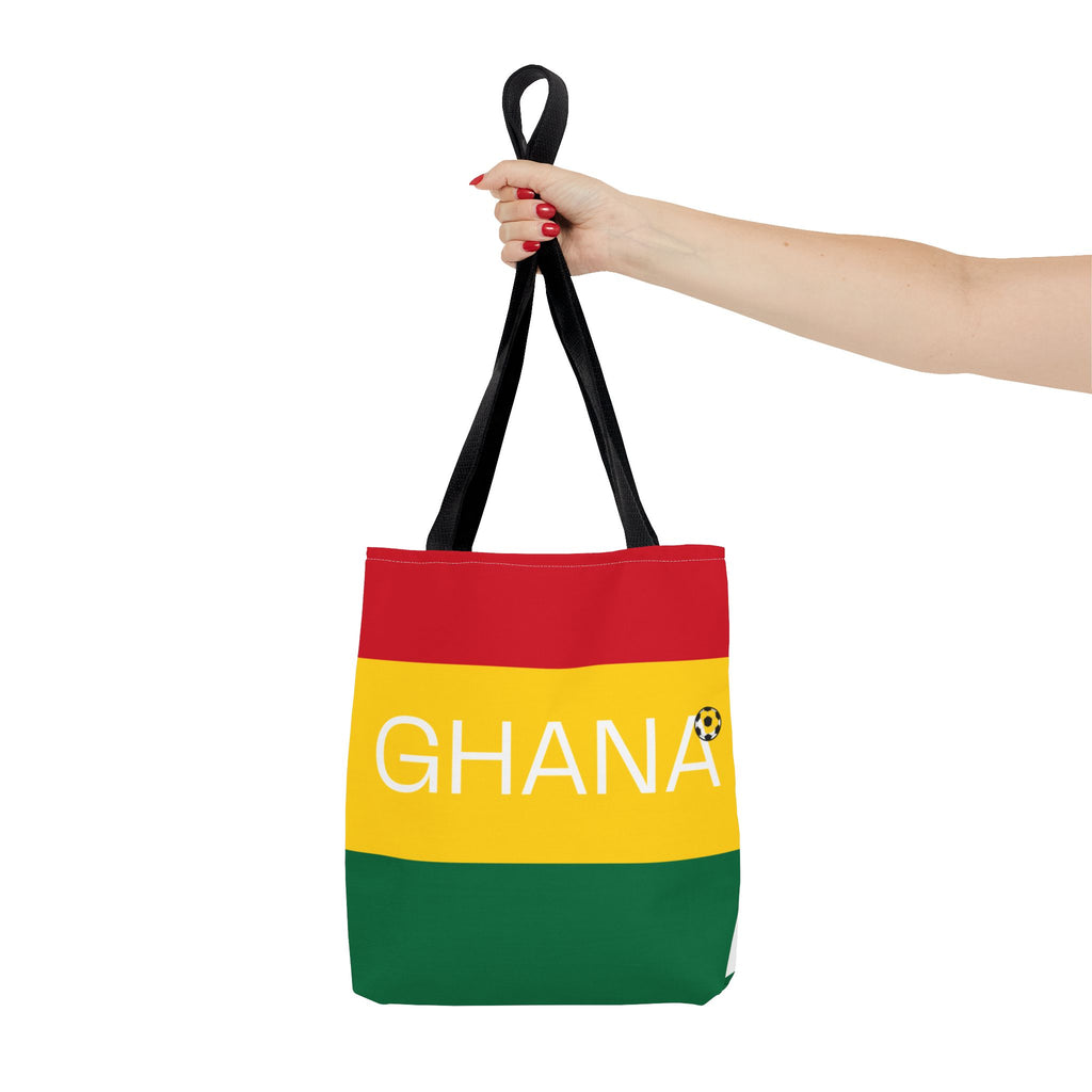Ghana flag stripes Tote Bag | Ghana text, red yellow green with black star