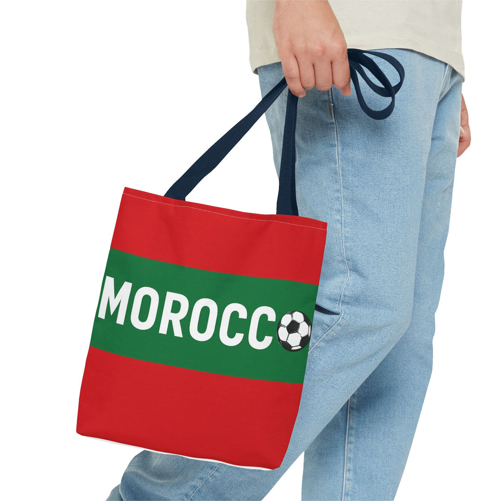 Morocco Soccer Tote Bag | Red Green Football Graphic