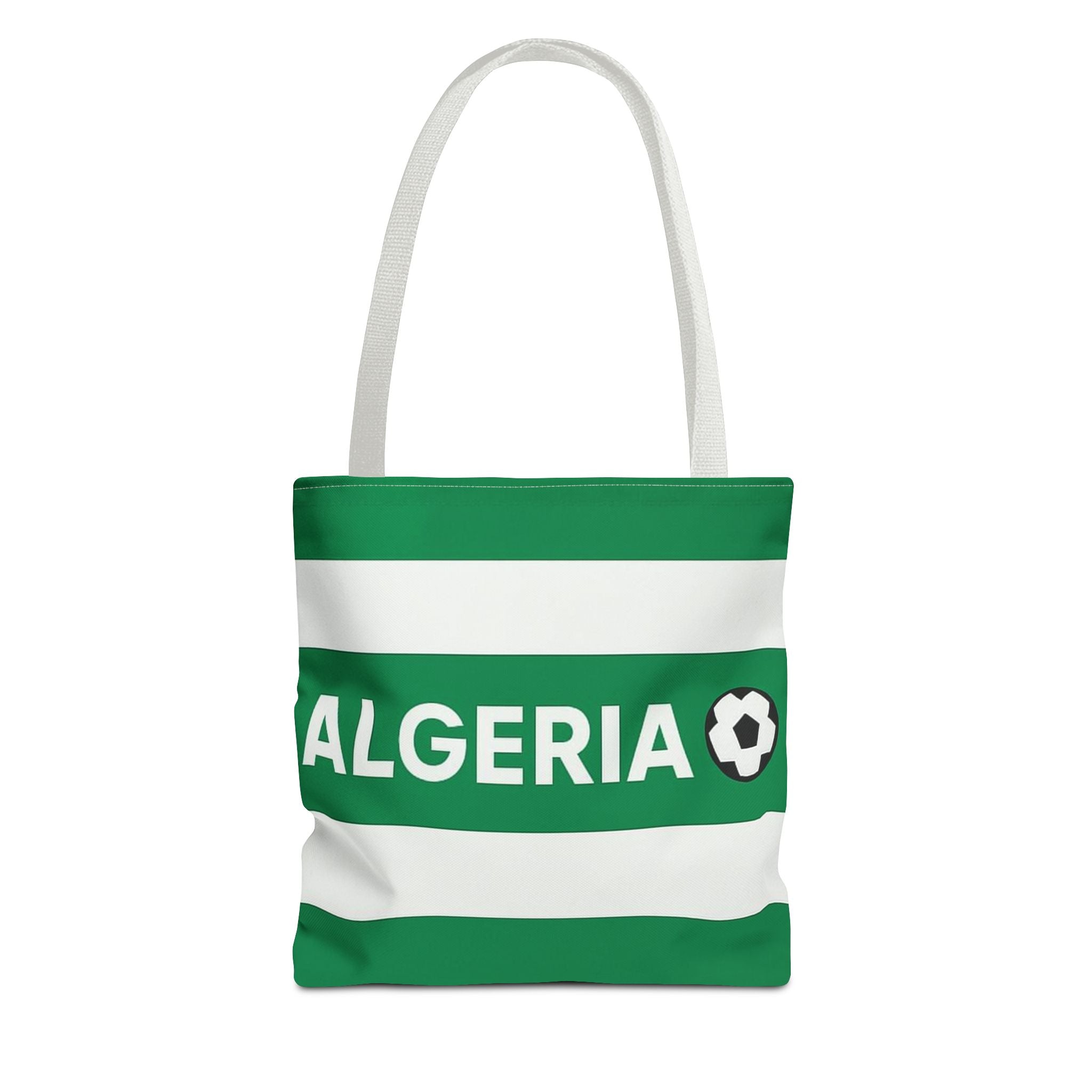 Algeria Soccer Stripes Tote Bag | Green White Football Design