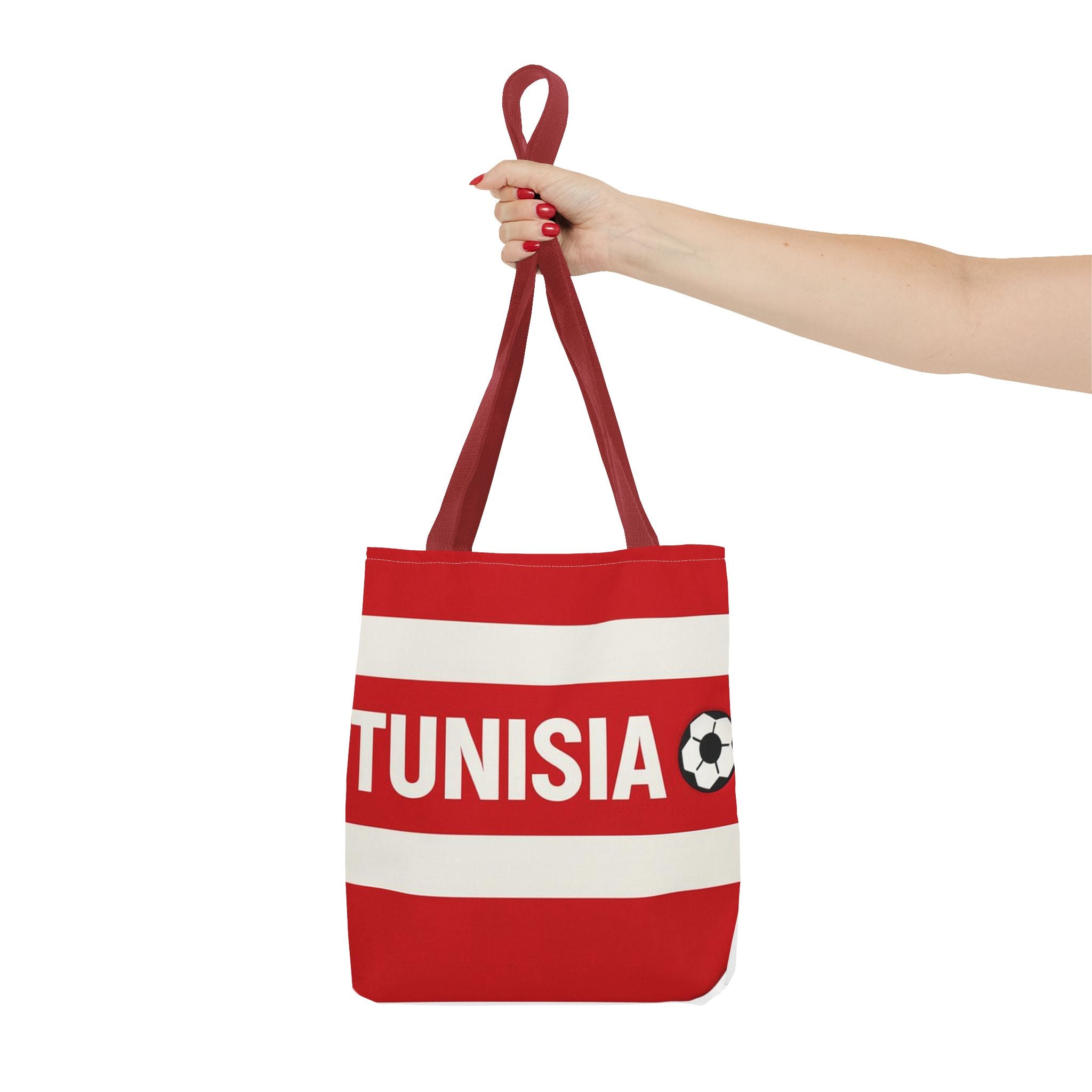 Tunisia Striped Soccer Scarf Tote Bag | Red White Football Fan