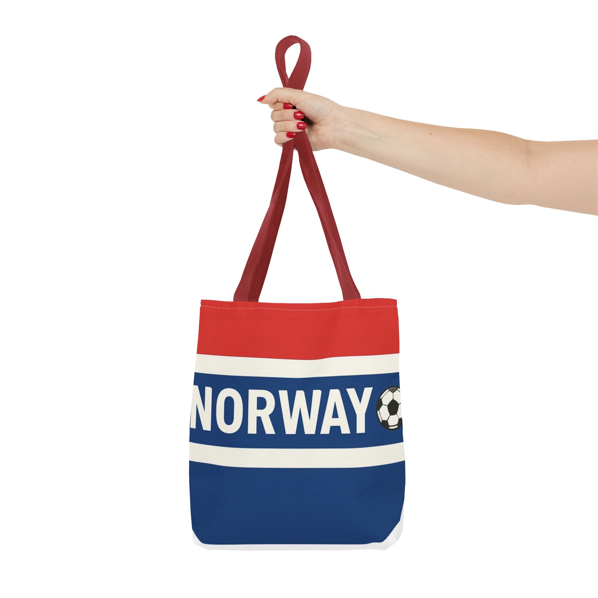 Norway Soccer Fan Tote Bag | Red White Blue Football Stripes
