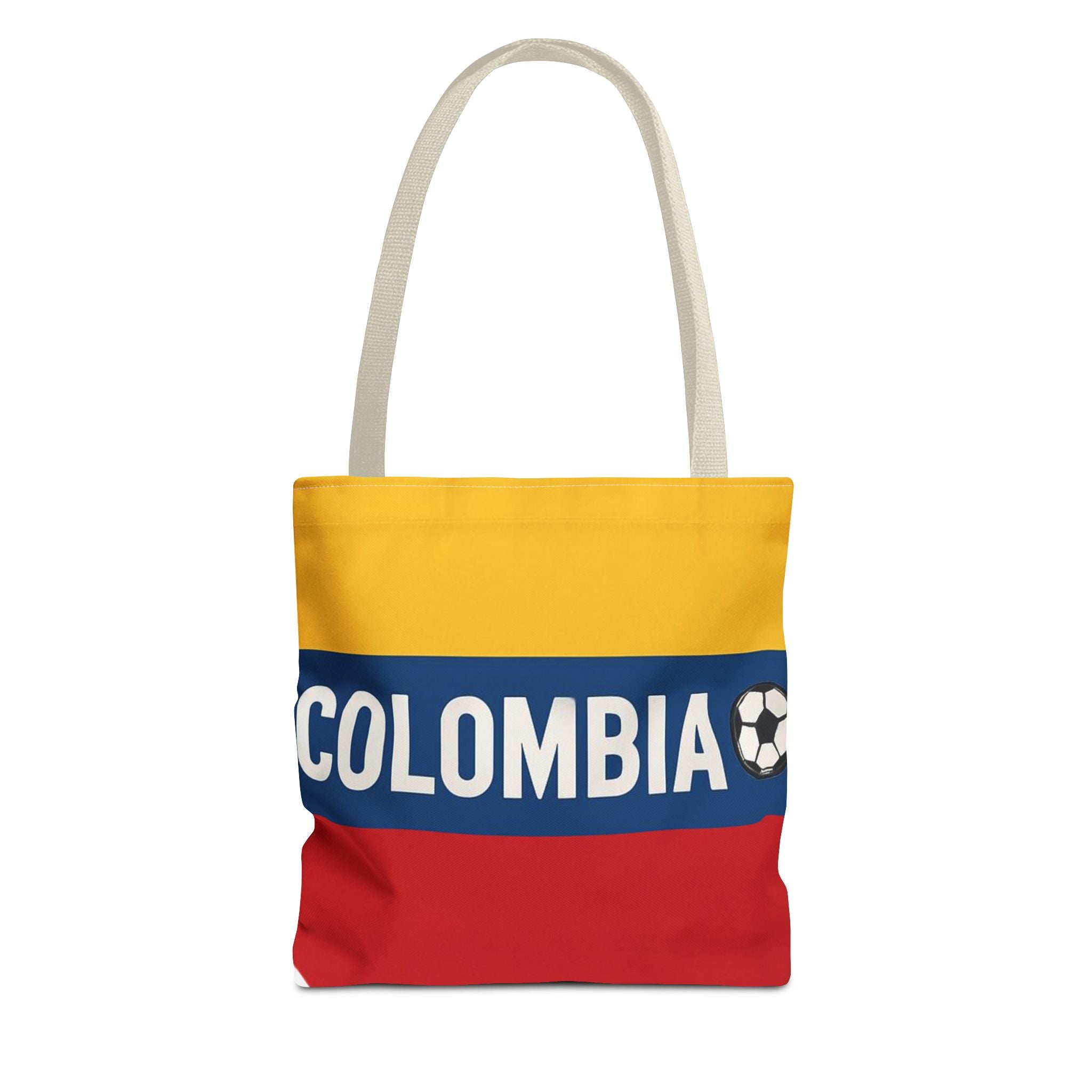 Colombia Soccer Fan Tote Bag | Yellow Blue Red Football Stripes
